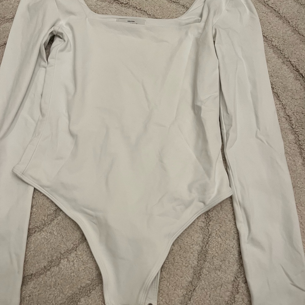 Aritzia White Long Sleeve Bodysuit